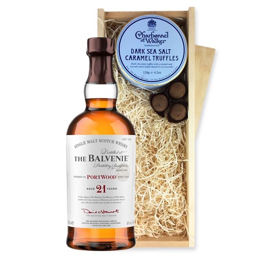 Balvenie 21 Year Old PortWood Finish 70cl And Dark Sea Salt Charbonnel Chocolates Box